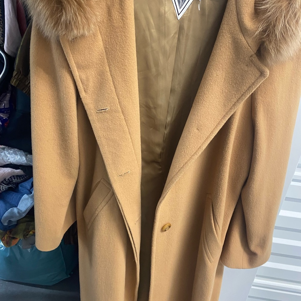 Marvin Richards Wool Trench Coat with Fur Hood